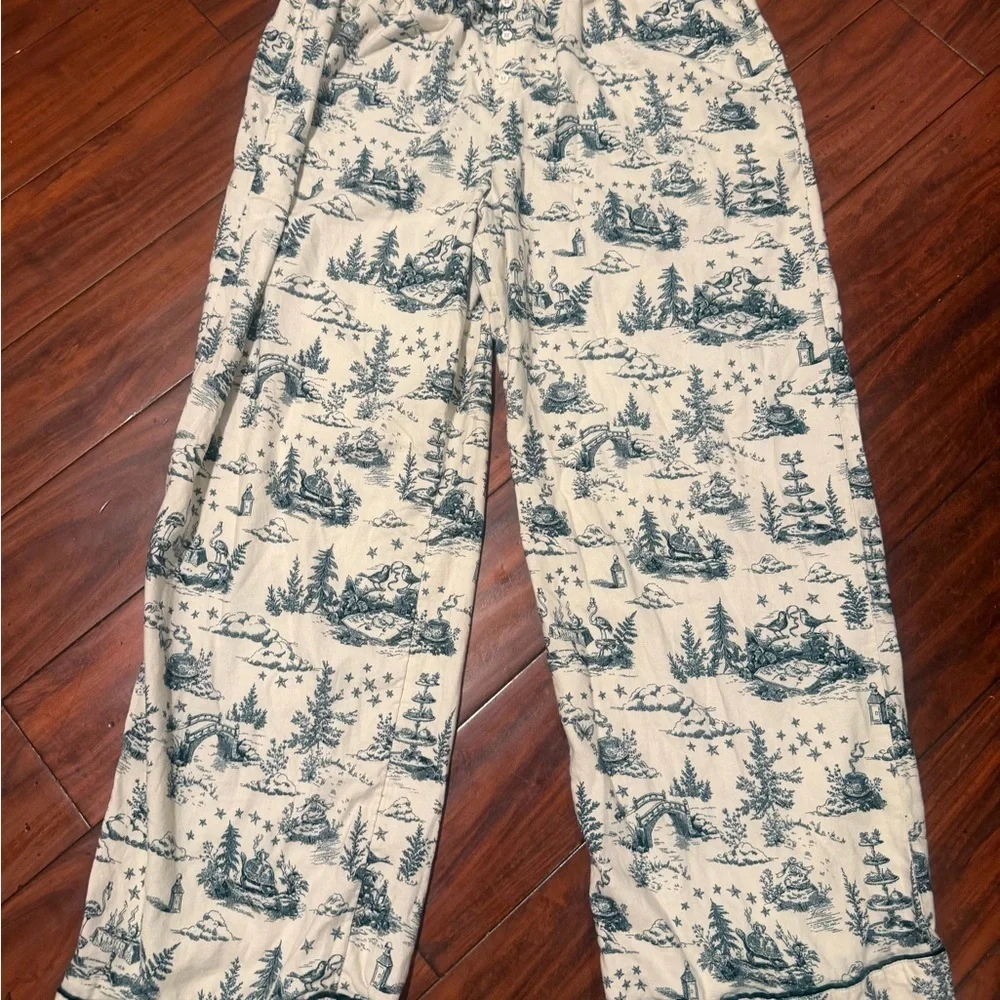 Soma Blue and Cream Wide Leg Pants